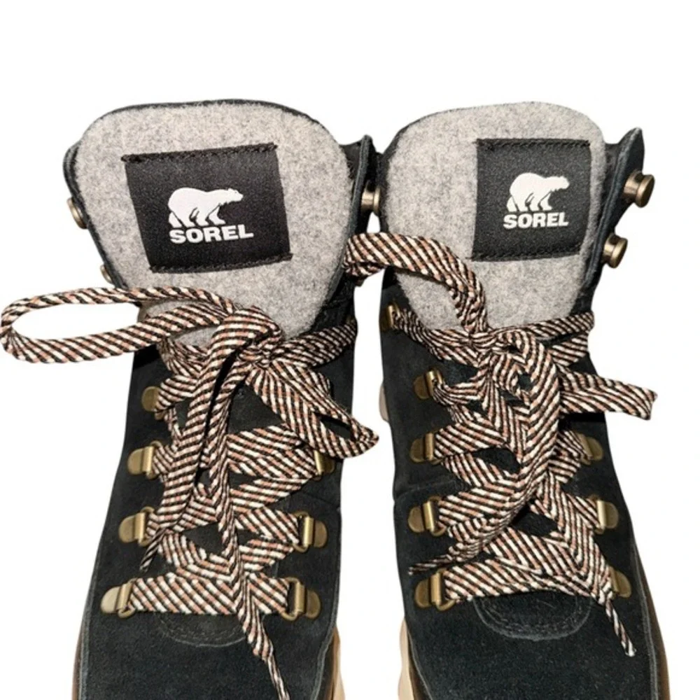 Sorel Kinetic Impact Conquest Womens 6 Pre-Owned Waterproof Winter Boots‎ Black